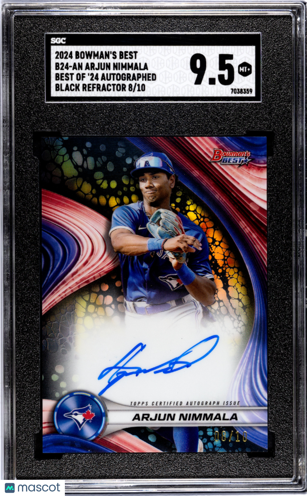UFC MMA Bowman 2024 Bowman'S Best Arjun Nimmala #B24-An Of '24 Auto Black Refractor SGC 9.5