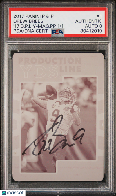 Sports Panini 2017 Panini Plates & Patches Printing Plate Drew Brees Mag. Pp 1/1 PSA A Auto 8