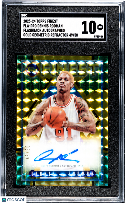 Sports Topps 2023 Topps Finest Dennis Rodman #Fla-Dro Gold Geometric Refractor SGC 10