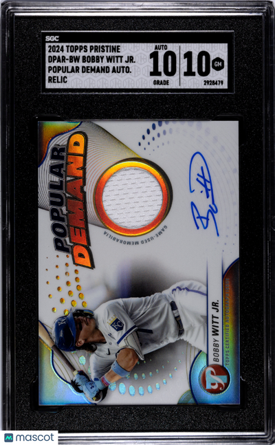 Sports Topps 2024 Topps Pristine Bobby Witt Jr. #Dpar-BW Popular Auto Relic SGC 10 Auto 10