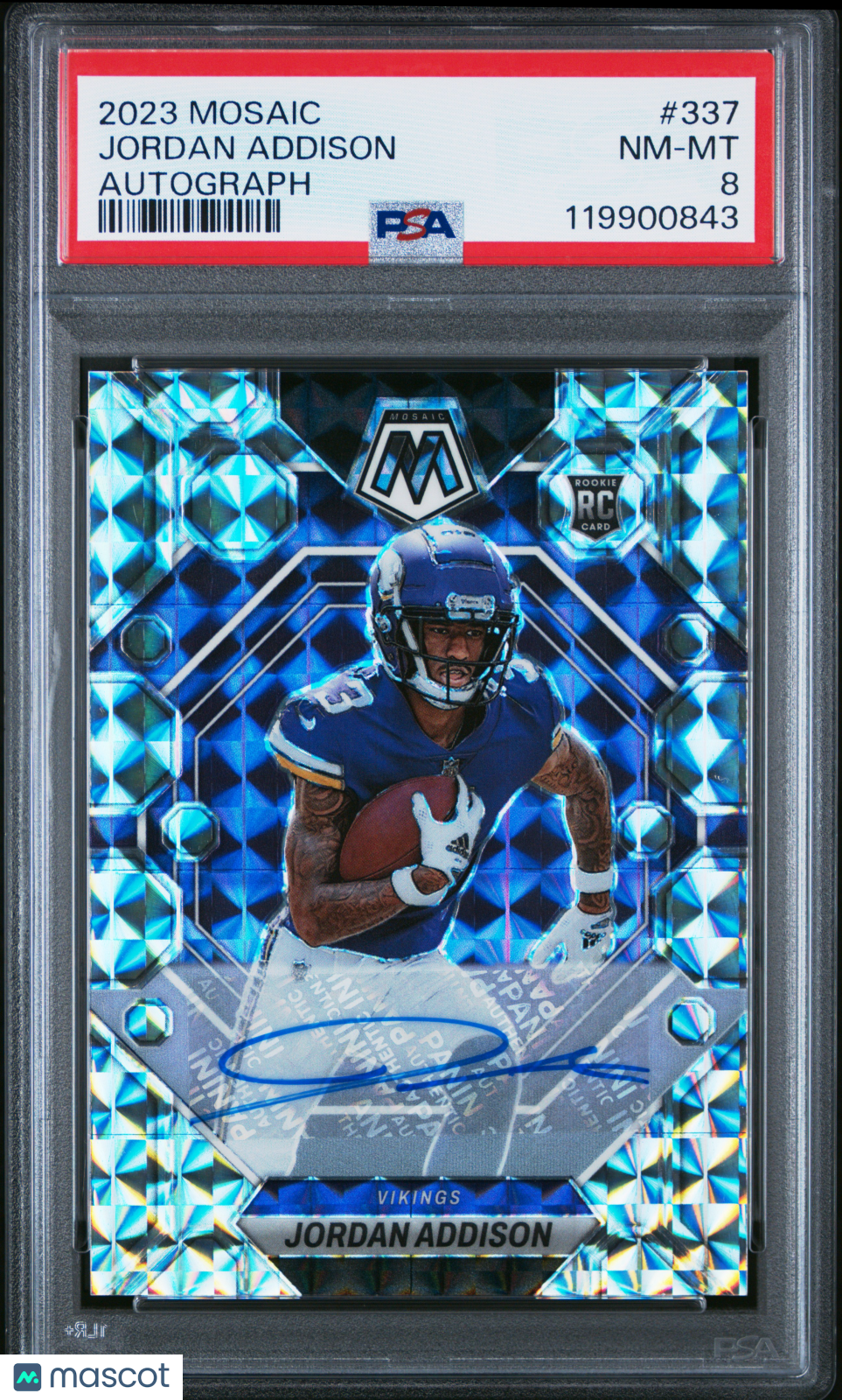 Sports Panini 2023 Panini Mosaic Jordan Addison #337 Autograph PSA 8