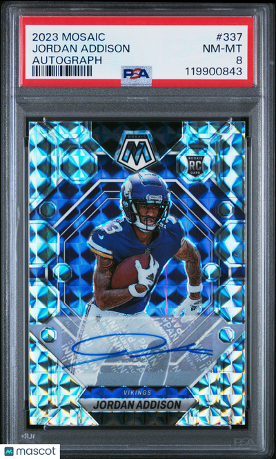 Sports Panini 2023 Panini Mosaic Jordan Addison #337 Autograph PSA 8