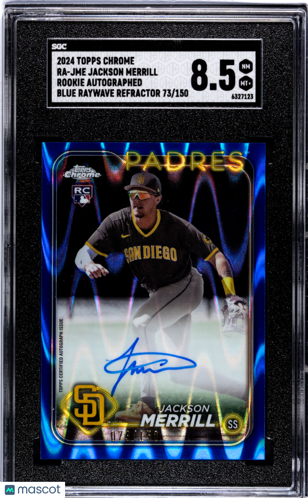 Sports Topps 2024 Topps Chrome Jackson Merrill #Ra-Jme Rk. Blue Raywave Refractor SGC 8.5