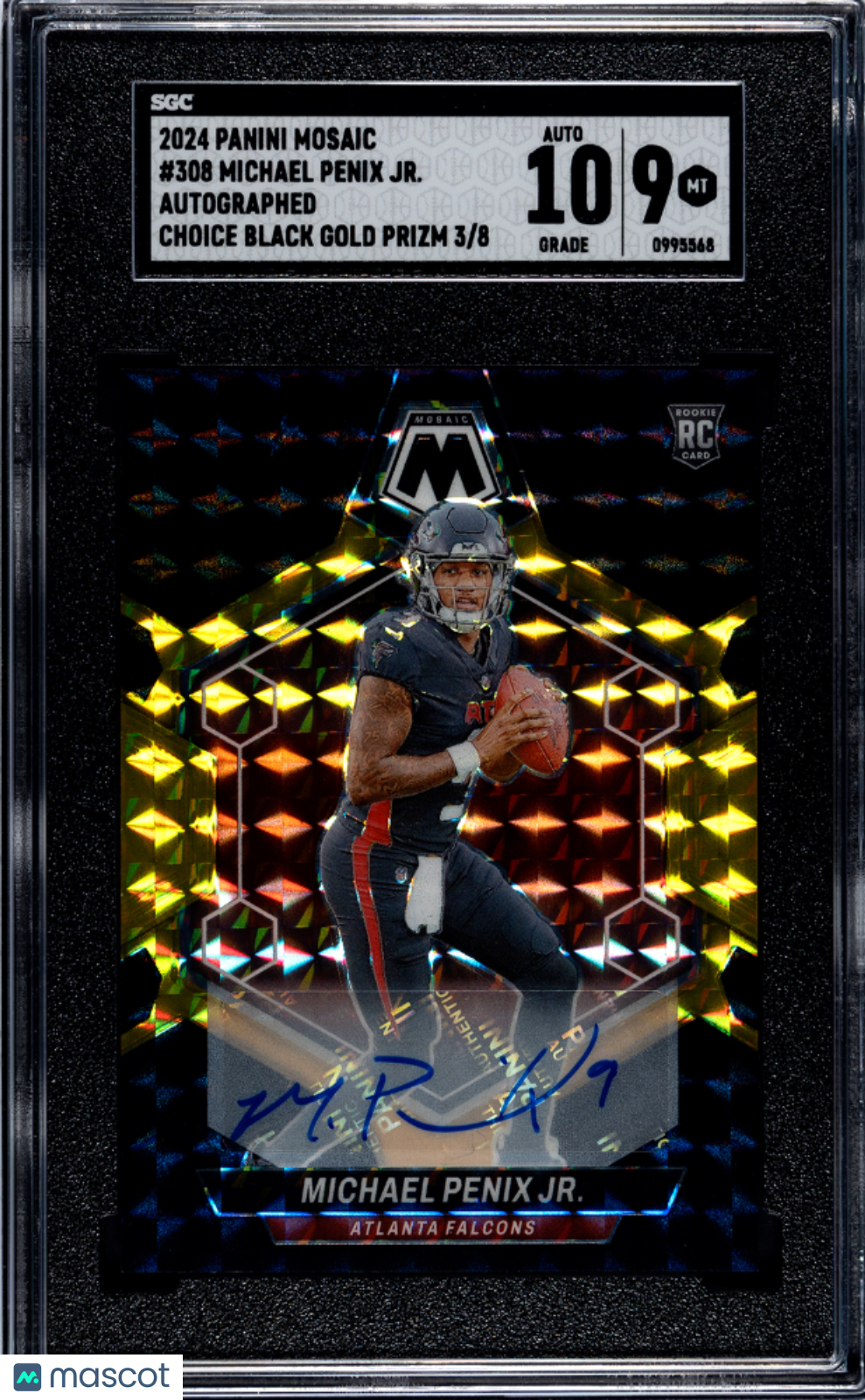 Sports Panini 2024 Panini Mosaic Michael Penix Jr. #308 Auto Black Gold Prizm SGC Auto 10 # /8