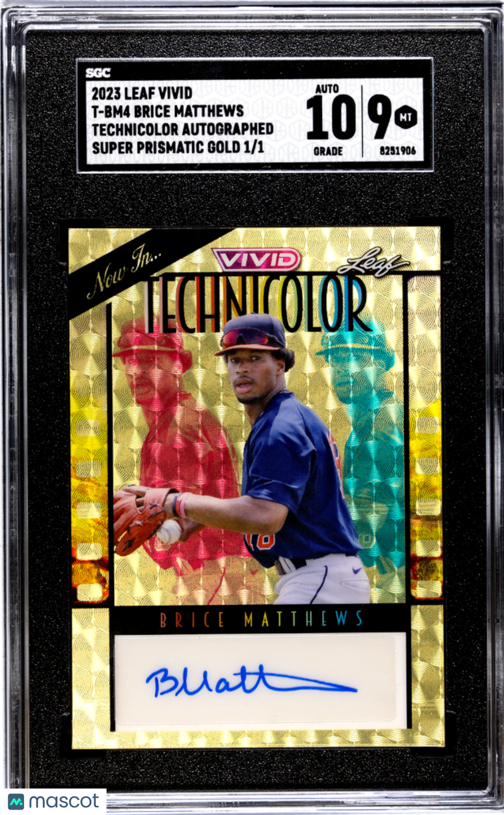 Sports 2023 Leaf Brice Matthews #T-Bm4 Techni Super Prismatic Gold 1 1 SGC 9 Auto 10