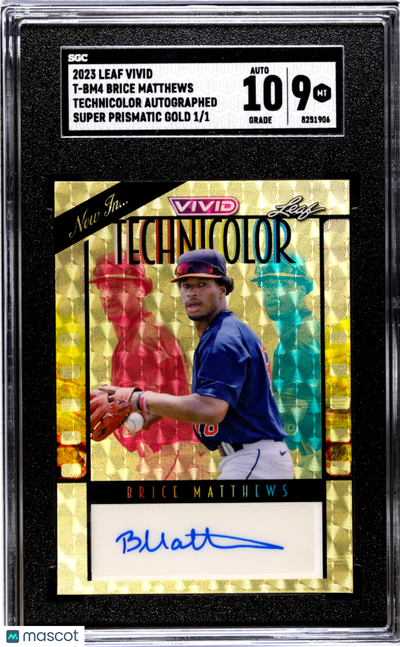 Sports 2023 Leaf Brice Matthews #T-Bm4 Techni Super Prismatic Gold 1 1 SGC 9 Auto 10