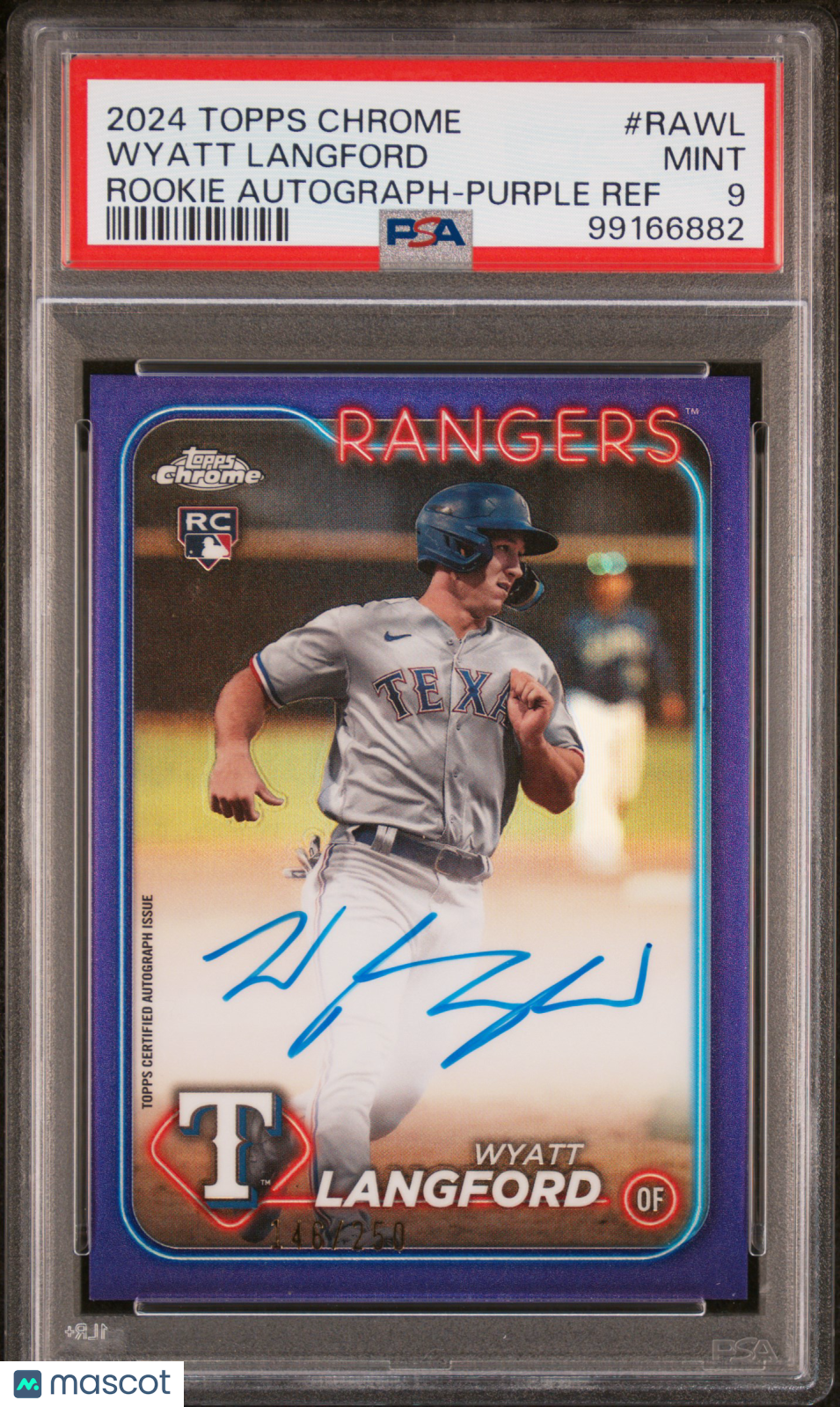 Sports Topps 2024 Topps Chrome Rookie Auto Wyatt Langford #Rawl Purple Ref 148/250 PSA 9