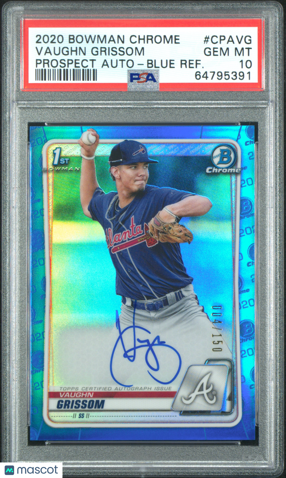 Baseball Bowman 2020 Bowman Chrome Prospect Auto Vaughn Grissom #Cpavg Blue Refractor /150 Psa10