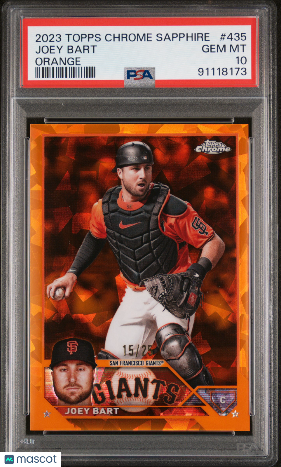 Sports Topps 2023 Topps Chrome Sapphire Joey Bart #435 Orange 15/25 PSA 10