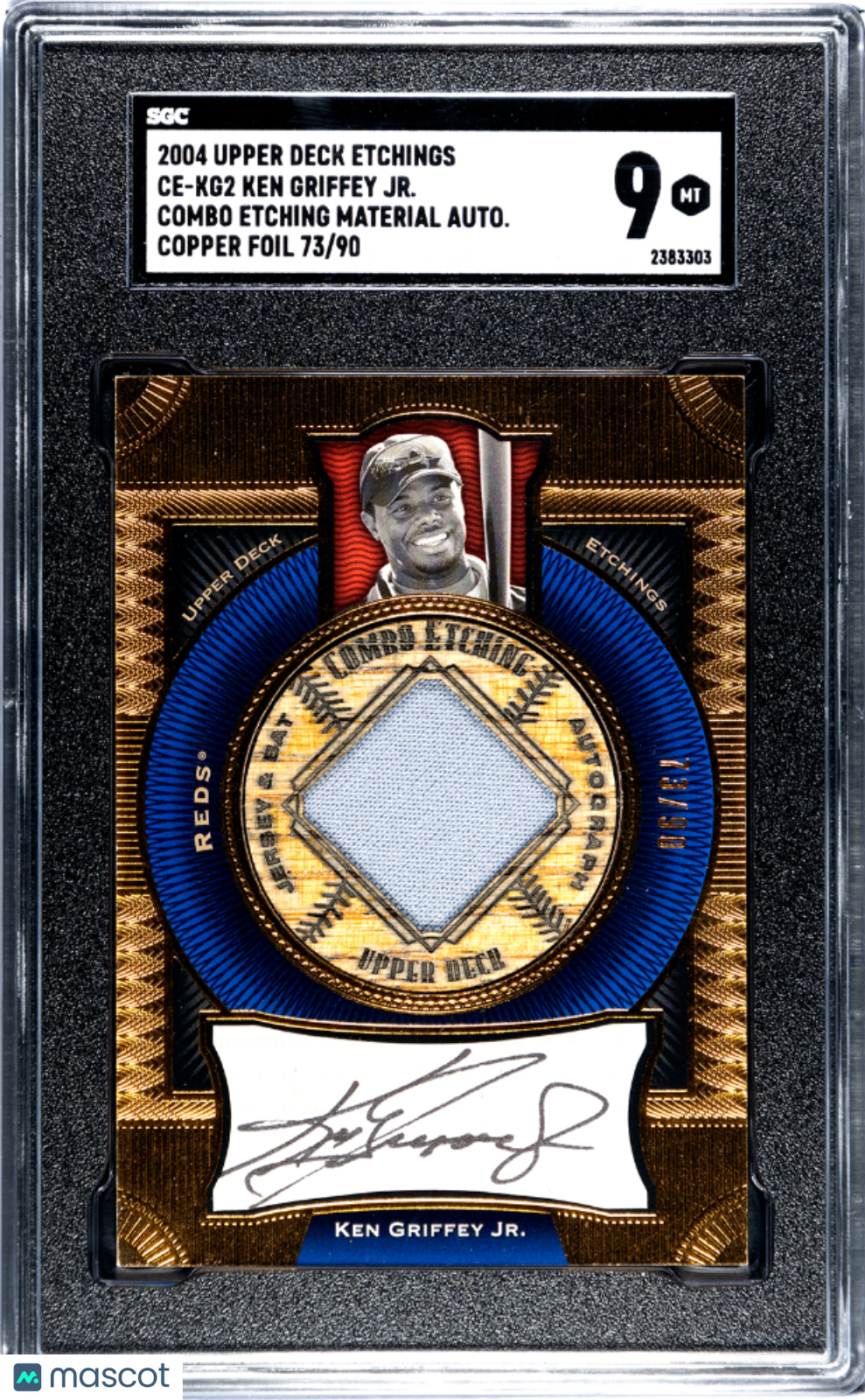 Sports Upper Deck 2004 Upper Deck Etchings Ken Griffey Jr. #Ce-Kg2 Combo Mat. Copper Foil SGC 9