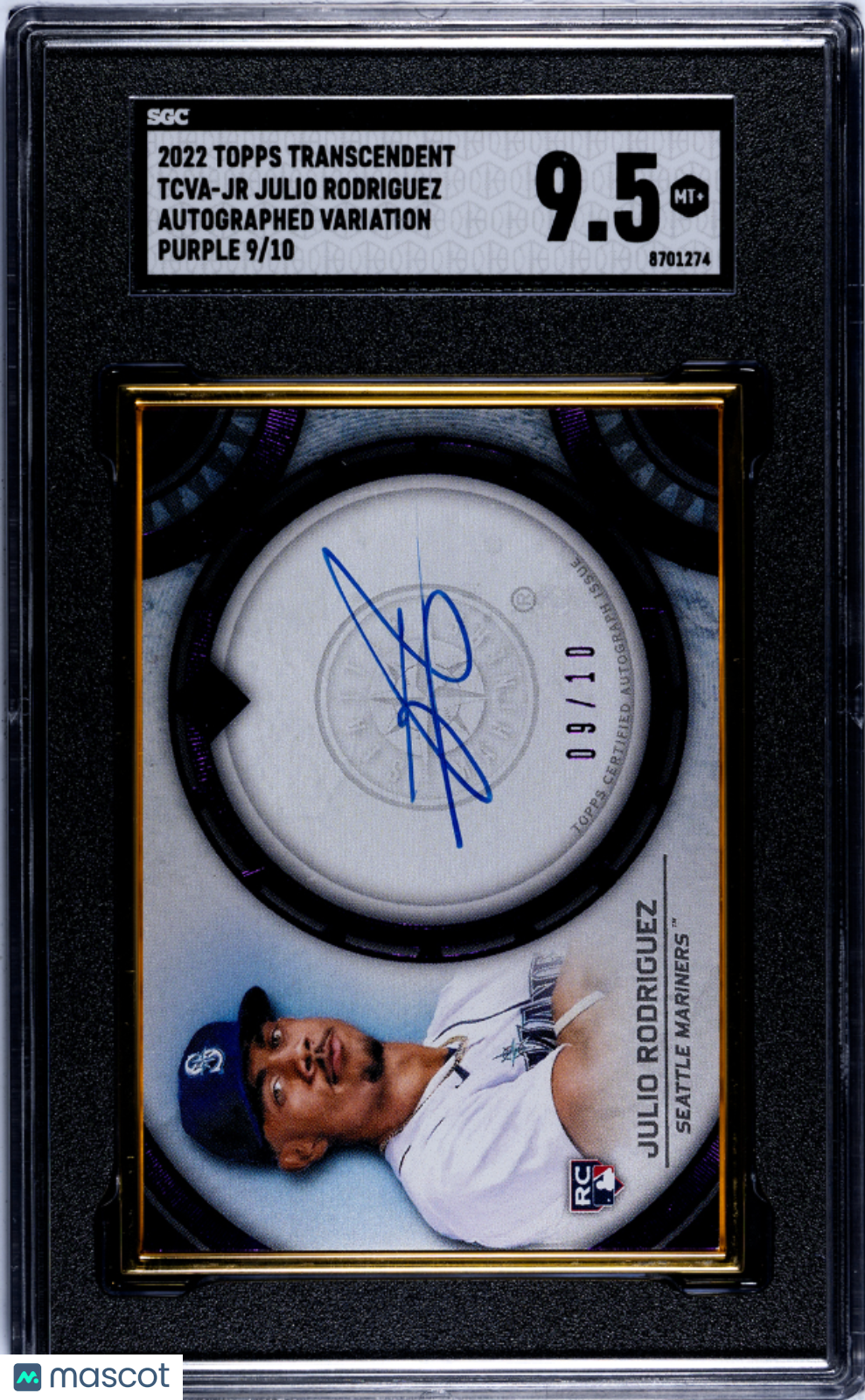 Sports Topps 2022 Topps Transcendent Julio Rodriguez #Tcva-Jr Autograph Var. Purple SGC 9.5