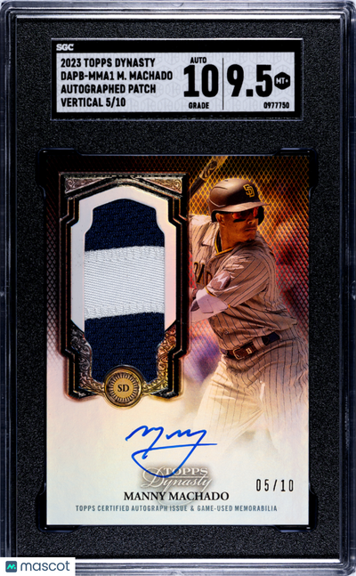 UFC MMA Topps 2023 Topps Dynasty Manny Machado #Dapb-Mma1 Patch Vertical SGC 9.5 Auto 10