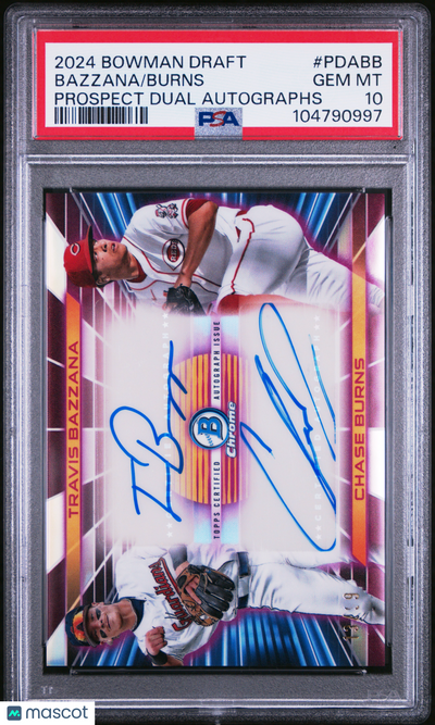 Baseball Bowman 2024 Bowman Draft Prospect Dual Autographs Bazzana Burns #Pdabb PSA 10