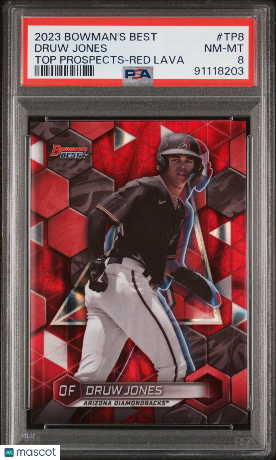 Baseball Bowman 2023 Bowman'S Best Top Prospects Druw Jones #Tp8 Red Lava PSA 8