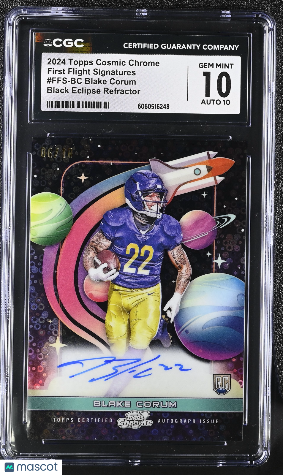 Sports Topps 2024 Topps Cosmic Blake Corum #Ffs-Bc Black Eclipse /10 CGC 10 Auto 10