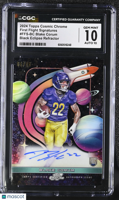 Sports Topps 2024 Topps Cosmic Blake Corum #Ffs-Bc Black Eclipse /10 CGC 10 Auto 10