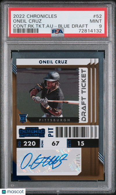 Sports Panini 2022 Panini Contenders Rc Ticket Auto Oneil Cruz #52 Blue Draft PSA /15