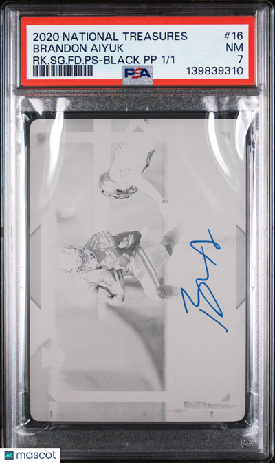 Sports Panini 2020 Panini Rookie Pass Brandon Aiyuk #16 Rk. Sg. Fd. Ps Black Pp 1/1 PSA 7