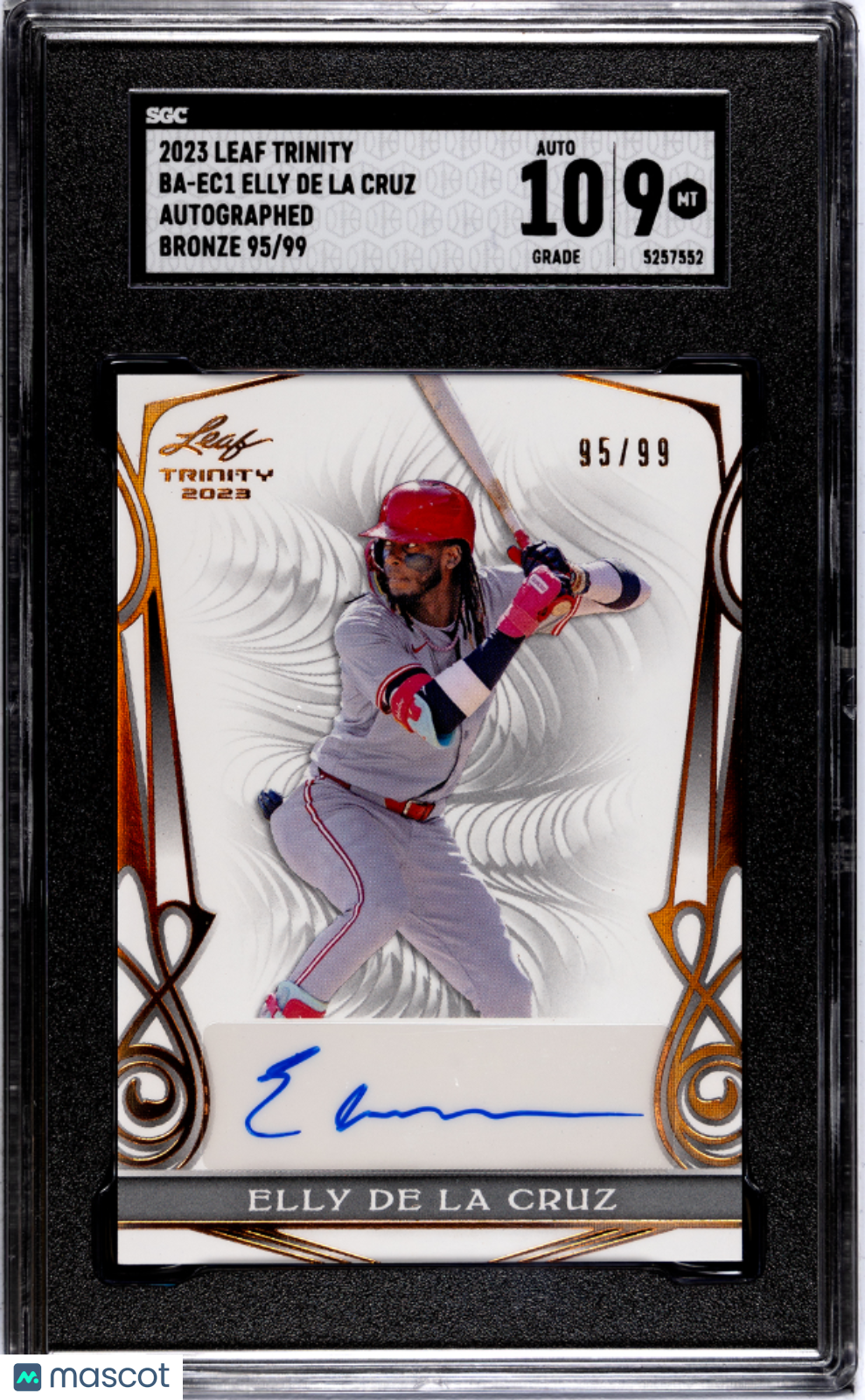 Sports 2023 Leaf Trinity Elly De La Cruz #Ba-Ec1 Autograph Bronze SGC 9 Auto 10
