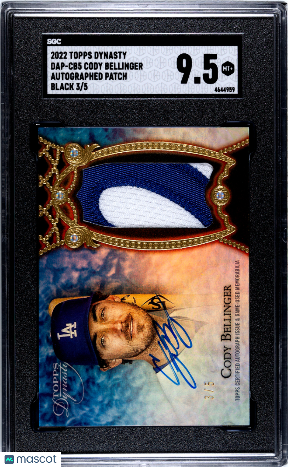Sports Topps 2022 Topps Dynasty Cody Bellinger #Dap-Cb5 Autograph Patch Black 5 SGC 9.5
