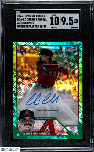 Sports Topps 2023 Topps Chrome Logofractor Corbin Carroll #Rca-Cc Auto Green SGC 9.5 Auto 10