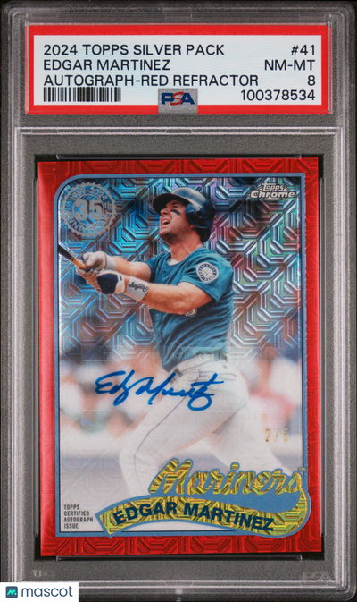 Sports Topps 2024 Topps Silver Pack 1989 Chrome Edgar Martinez #41 Auto Red Refractor / 5 PSA