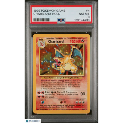 Pokémon 1999 Pokemon Game Charizard #4 PSA 8