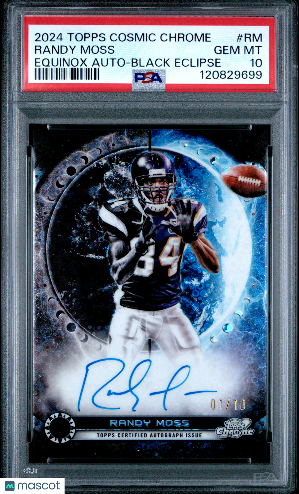 Sports Topps 2024 Topps Cosmic Chrome Equinox Auto Randy Moss #Rm Black Eclipse /10 PSA 10