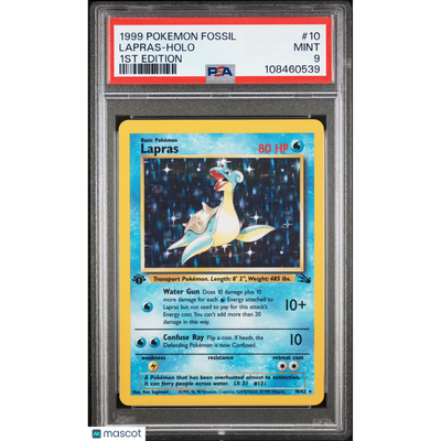 Pokémon 1999 Pokemon Fossil Lapras #10 1st Edition PSA 9