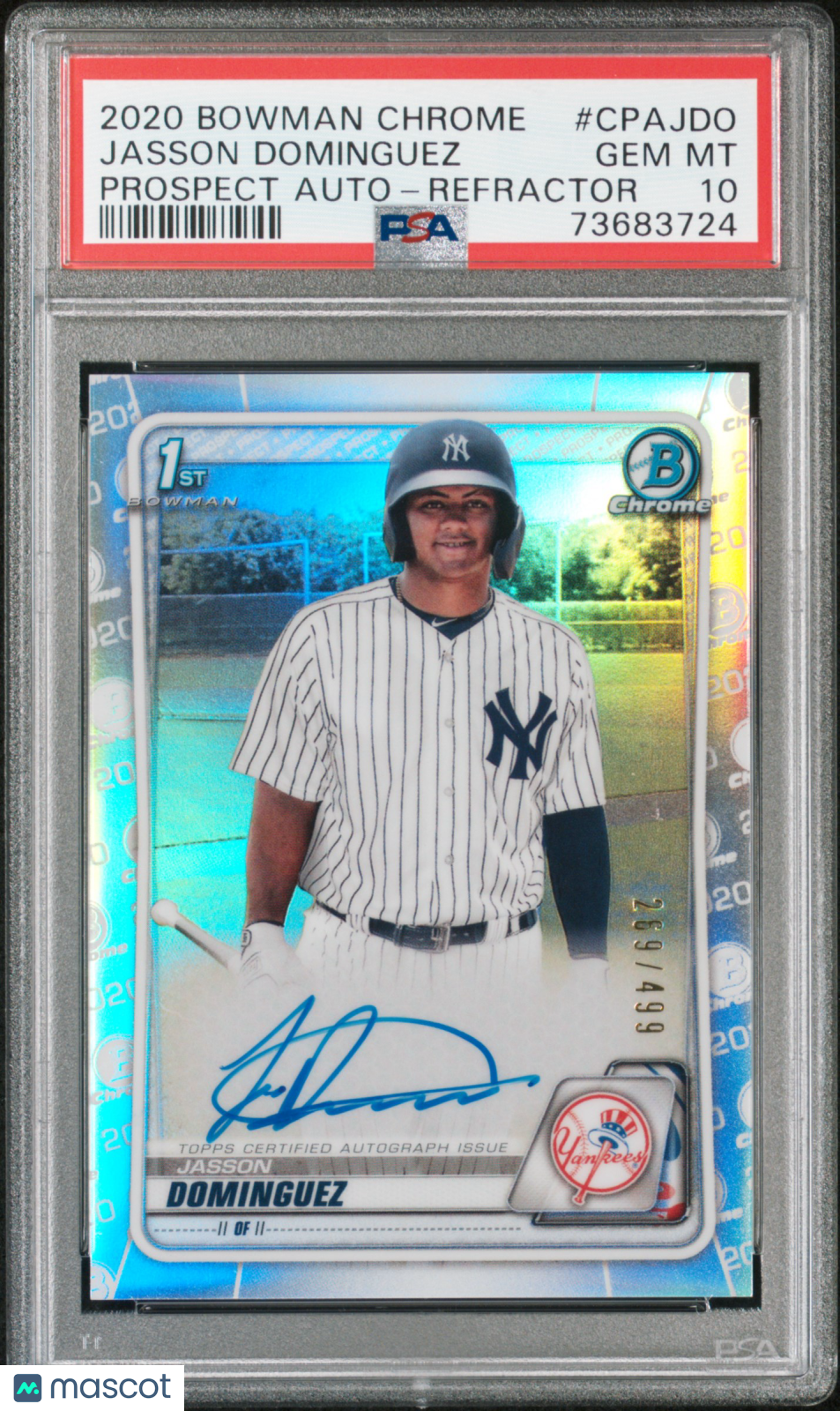 Baseball Bowman 2020 Bowman Chrome Prospect Autographs Jasson Dominguez #Cpajdo Refractor PSA 10