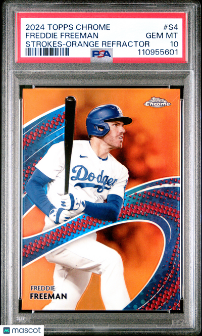 Sports Topps 2024 Topps Chrome Strokes Freddie Freeman #S4 Orange Refractor PSA 10
