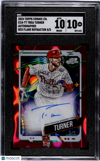 Sports Topps 2024 Topps Cosmic Chrome Trea Turner #Cca-Tt Autograph Red Flare SGC 10 Auto 10