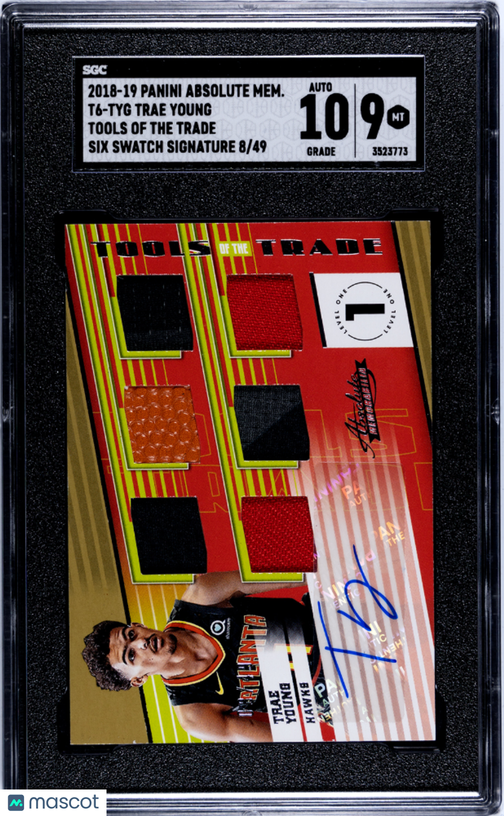 Sports Panini 2018 Panini Absolute Memo Trae Young #T6-Tyg Trade Six Swatch Scg Auto 10