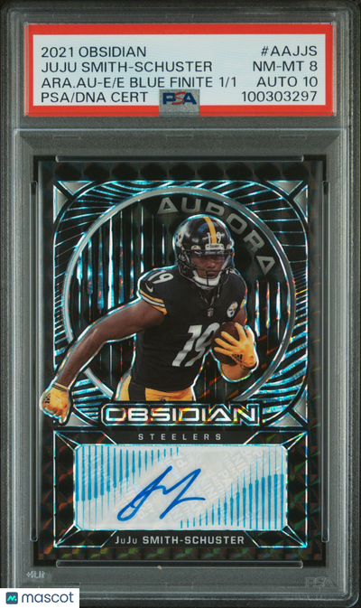 Sports Panini 2021 Panini Obsidian Aurora Auto Juju Smith-Schuster Blue Finite 1/1 PSA Auto 10