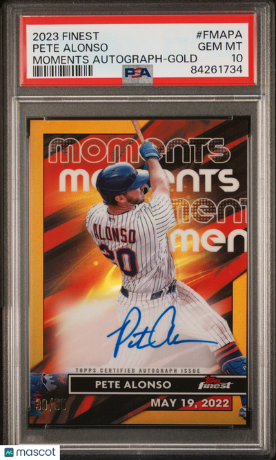 Sports Topps 2023 Topps Finest Finest Moments Autographs Pete Alonso #Fmapa Gold 30/50 PSA 10