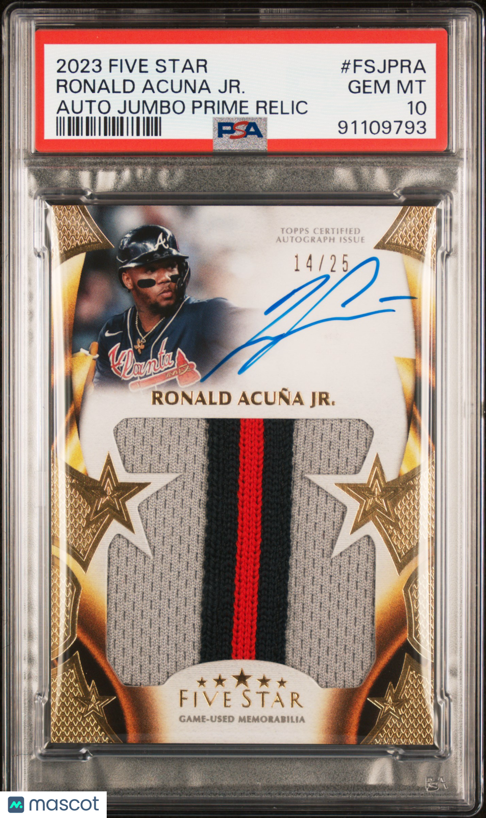Sports Topps 2023 Topps Five Star Auto Prime Relics Ronald Acuna Jr. #Fsjpra 14/25 PSA 10
