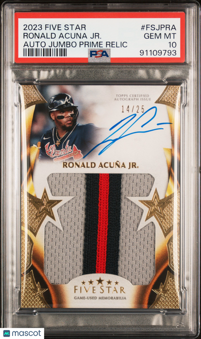 Sports Topps 2023 Topps Five Star Auto Prime Relics Ronald Acuna Jr. #Fsjpra 14/25 PSA 10