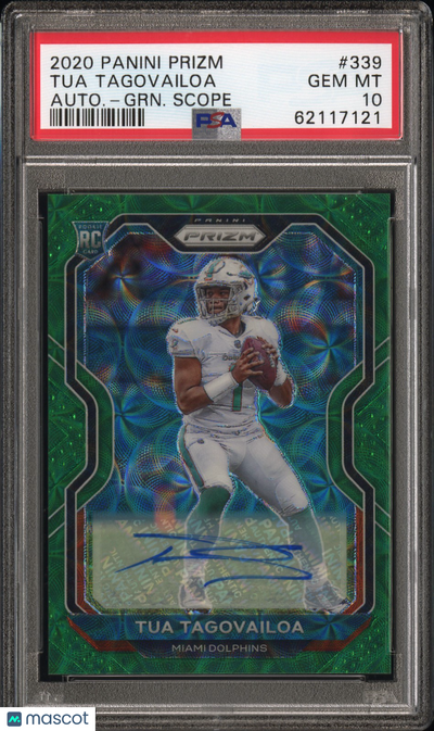 Sports Panini 2020 Panini Prizm Tua Tagovailoa #339 Autograph Green Scope PSA 10