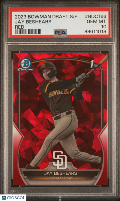 Baseball Bowman 2023 Bowman Draft Sapphire Edition Jay Beshears #Bdc166 Red PSA 10