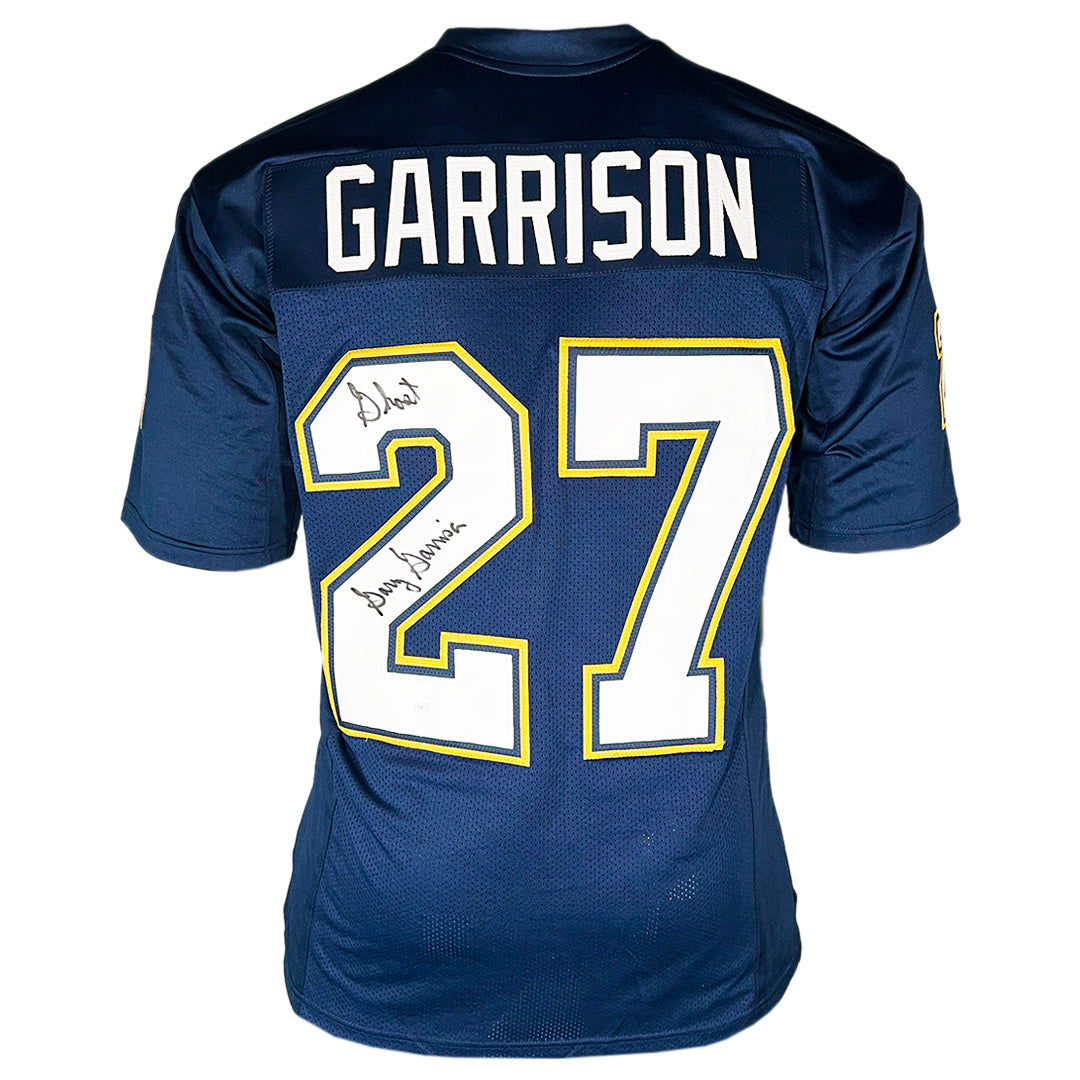 Gary Garrison Signed Ghost Inscription San Diego Navy Football Jersey (Jsa)