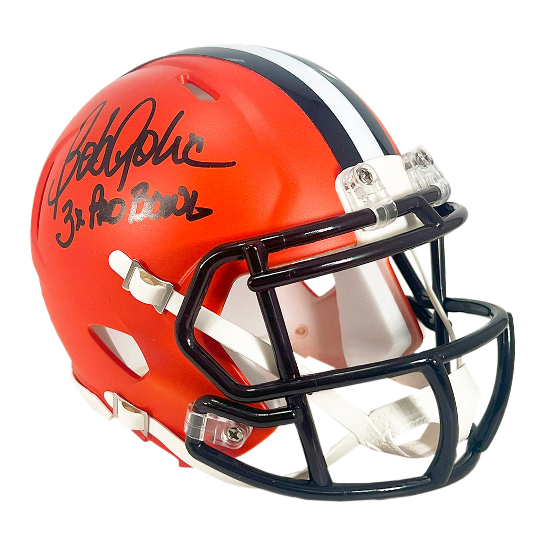 Bob Golic Signed 3X Pro Bowl Inscription Cleveland Browns Speed Mini Football Helmet (Jsa)