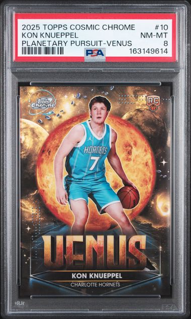 Basketball Topps Kon Knueppel 2025 Topps Chrome Cosmic Planetary Pursuit Venus SSP PSA 8