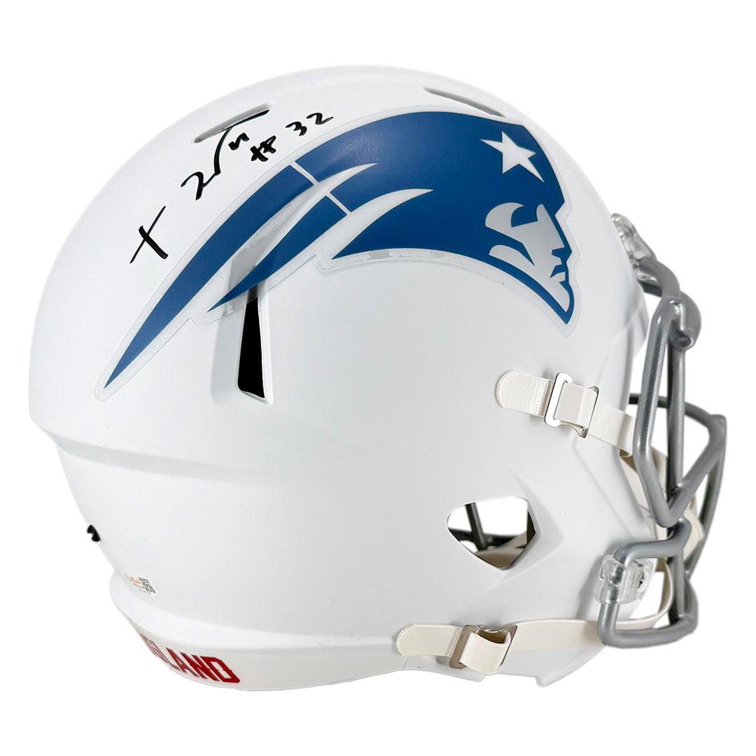 Treveyon Henderson Signed New England Patriots Rivalries Speed Full-Size Replica Football Helmet (Jsa)