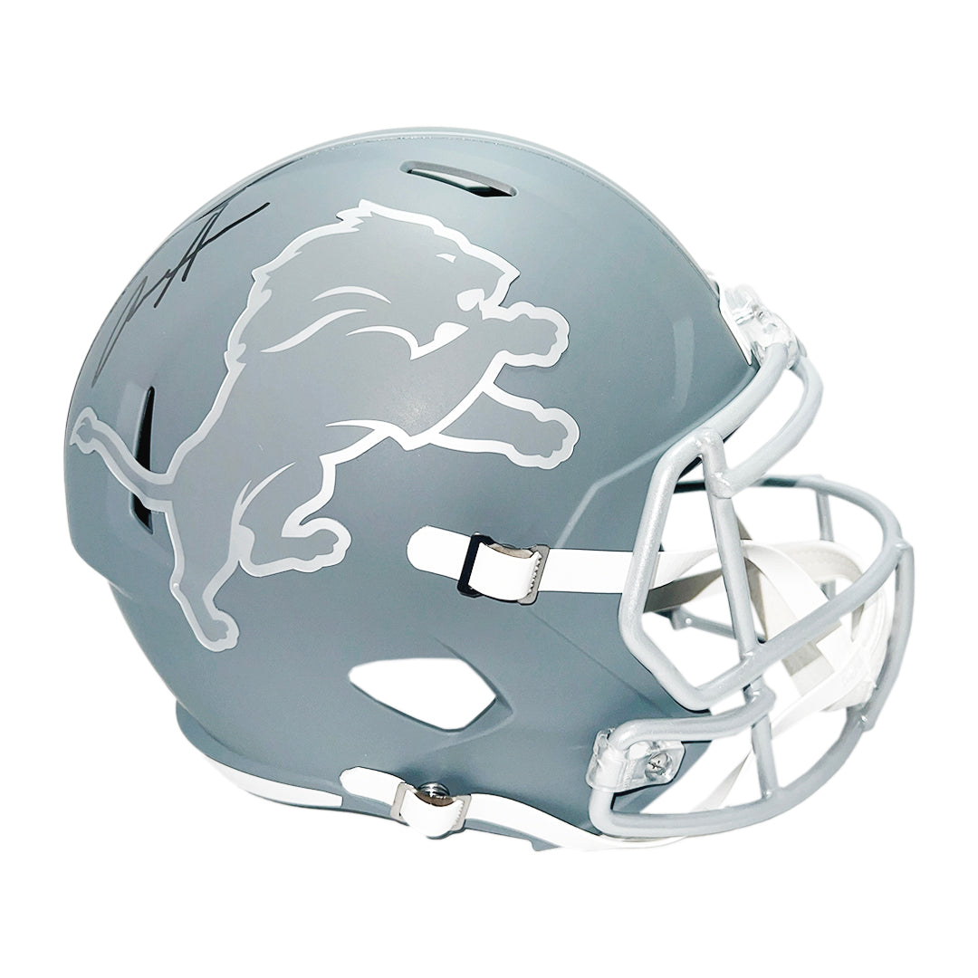 Aidan Hutchinson Signed Detroit Lions Slate Alternate Speed Full-Size Replica Football Helmet (Beckett)