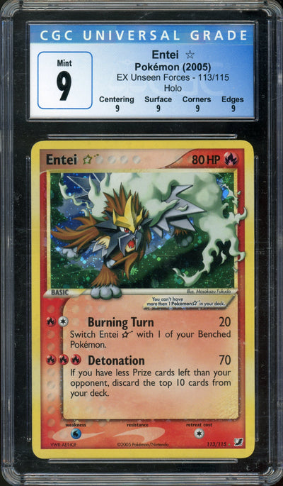 Pokémon CGC 9 Gold Star Entei EX Unseen Forces