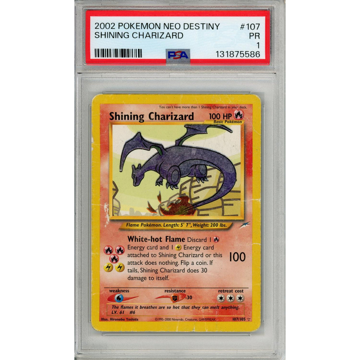 Pokémon Pokemon Graded: Shining Charizard 107/105 Neo Destiny (2002) PSA 1