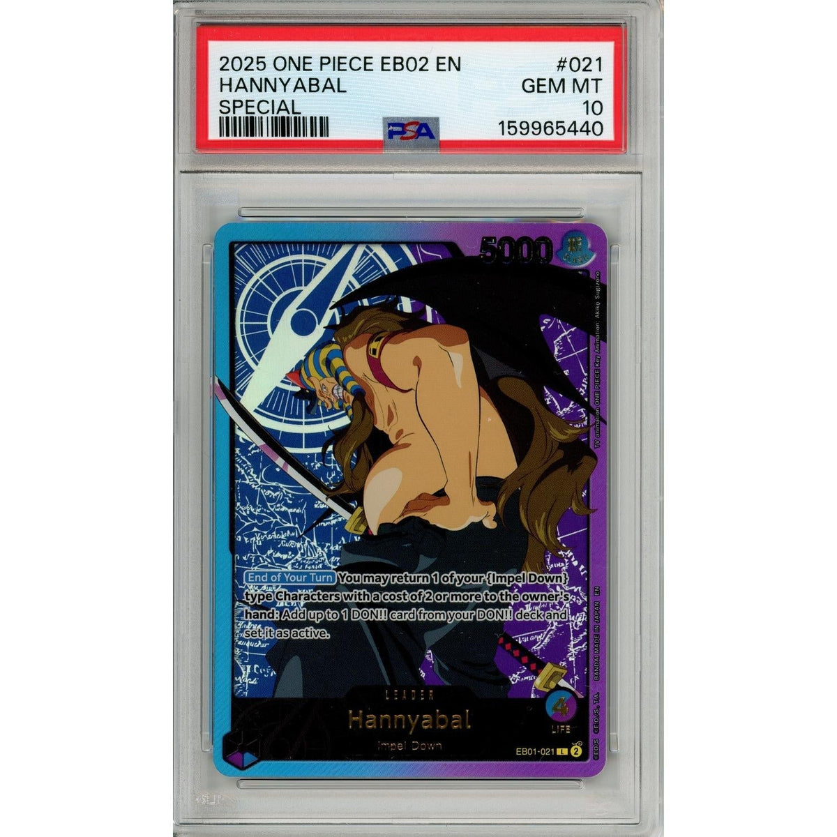 One Piece TCG One Piece Graded: Hannyabal Eb02 Parallel (2025) PSA 10