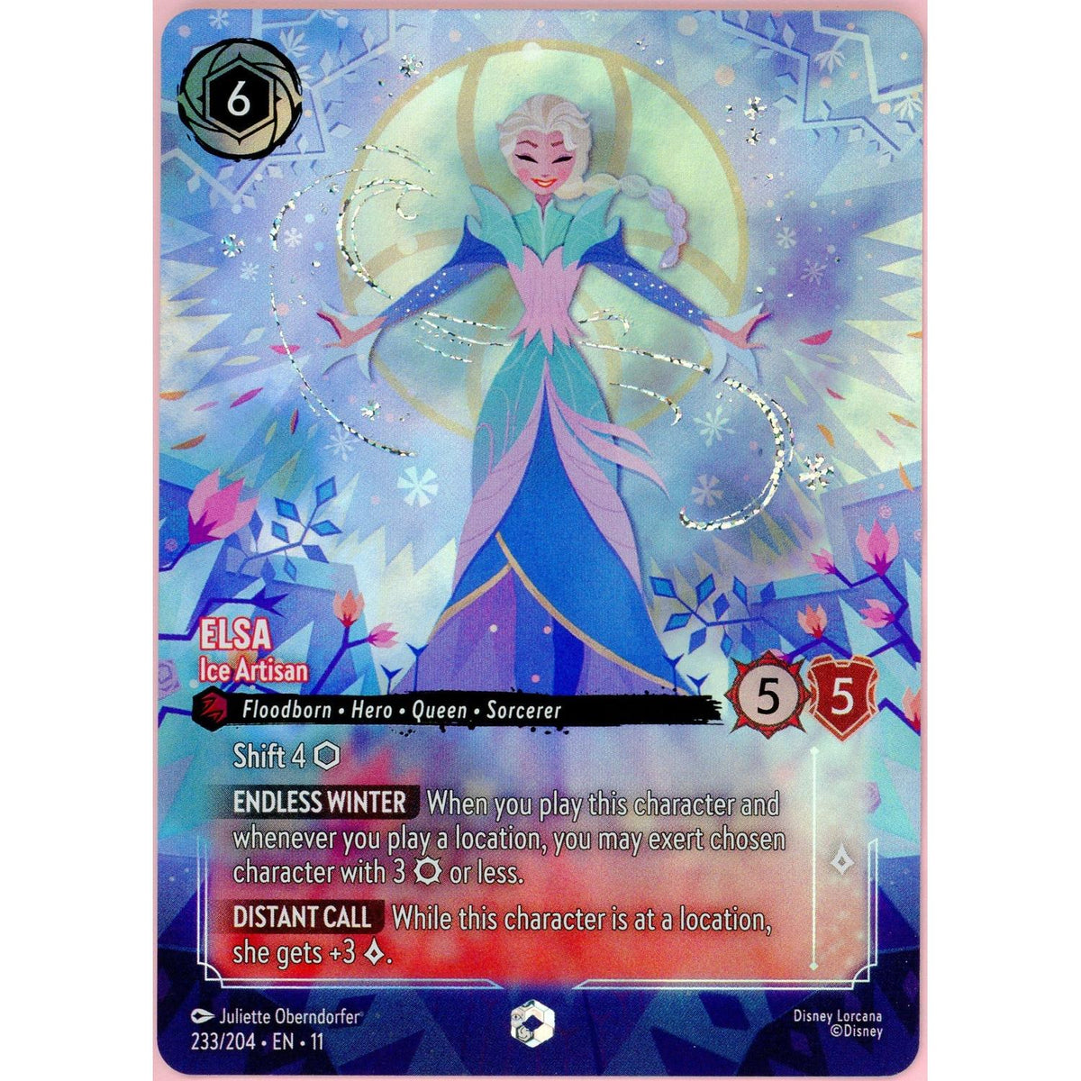 Disney Lorcana Lorcana Single: Elsa Ice Artisan 233/204 Winterspell Enchanted Holo NM