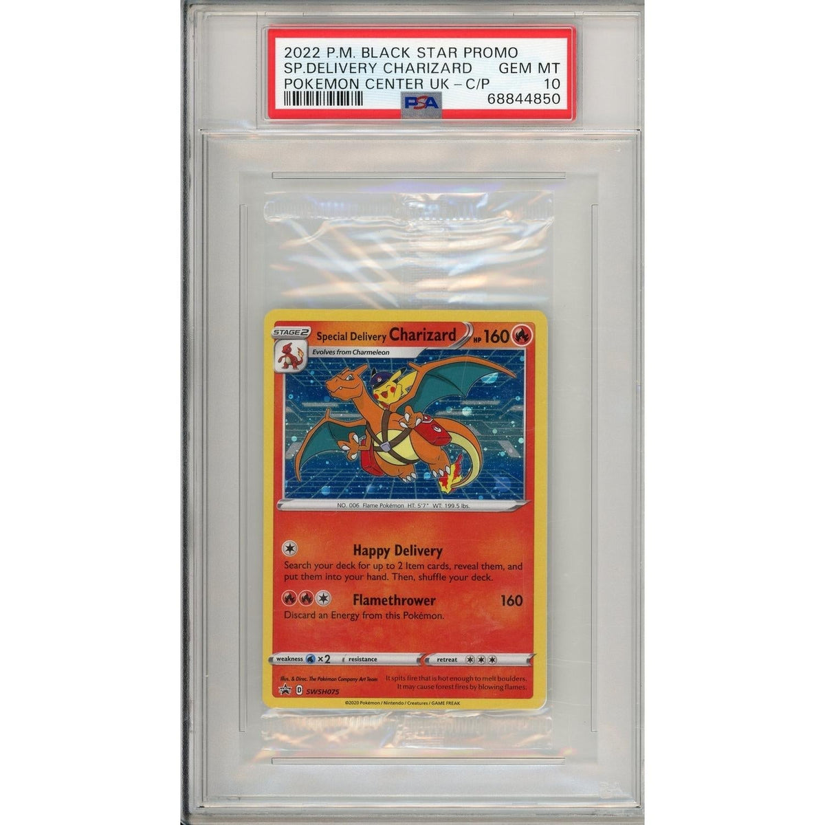 Pokémon Okemon Graded: Special Delivery Charizard #Swsh075 Pokemon Center Uk Promo (2022) Holo C/P PSA 10