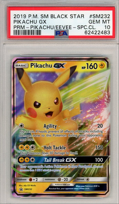 Pokémon Pikachu GX Pokemon SM Black Star Promo Pikachu/Eevee Special Collection #Sm232 PSA 10
